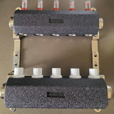 BRH rozsdamentes osztó-gyűjtő áramlásérzékelővel, szigeteléssel 1"