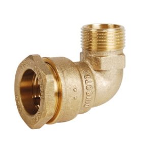 KPE könyök külső menettel - sárgaréz