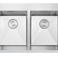 Kevmil MEX 800.500 Inox C Exkluzív design extra mély két medencés rozsdamentes mosogató adagolóval 80 x 50 x 23 cm