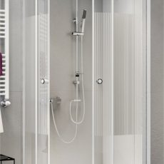 Sanimix 22.1502 WHITE-90/4 íves zuhanykabin csíkos üveggel zuhanytálcával 90x90