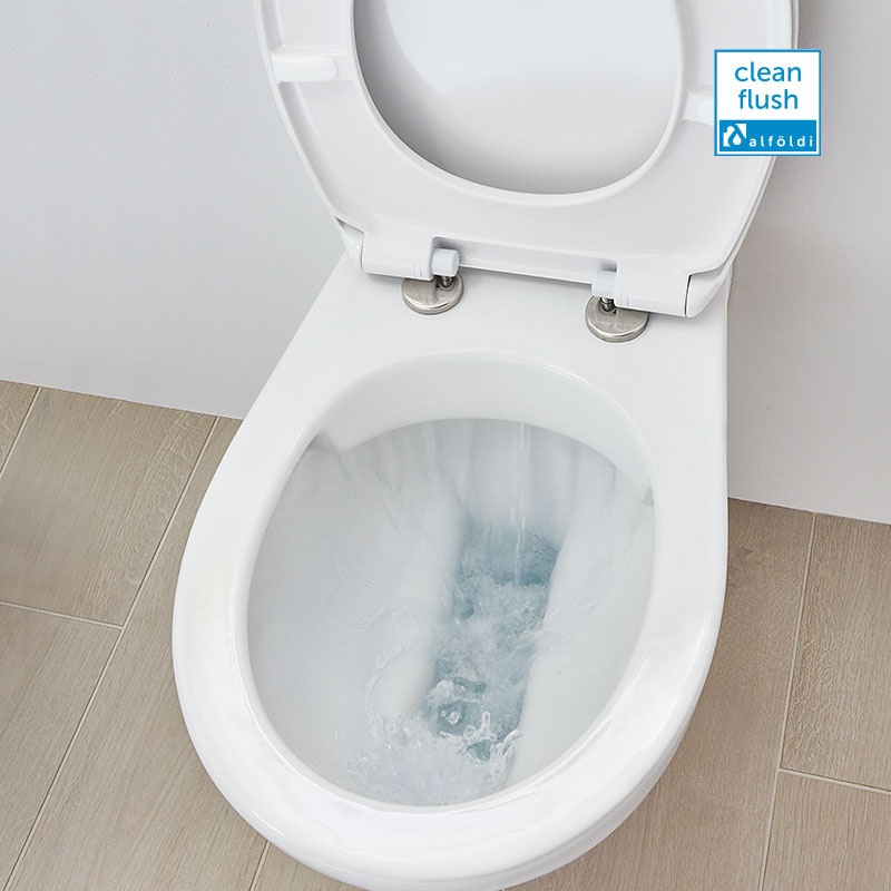 Alföldi Bázis 7093 R0 01 álló wc csésze hátsó kiömléssel és mély öblítéssel Clean Flush - Image 4