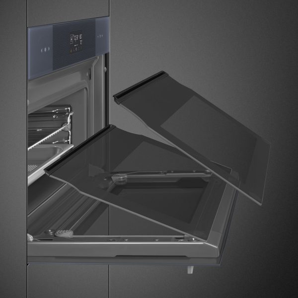SMEG KOMPAKT KOMBINÁLT GŐZSÜTŐ, Linea design, Galileo, 45 cm, ES LCD, neptune szürke üveg - SO4102S3G - Image 3