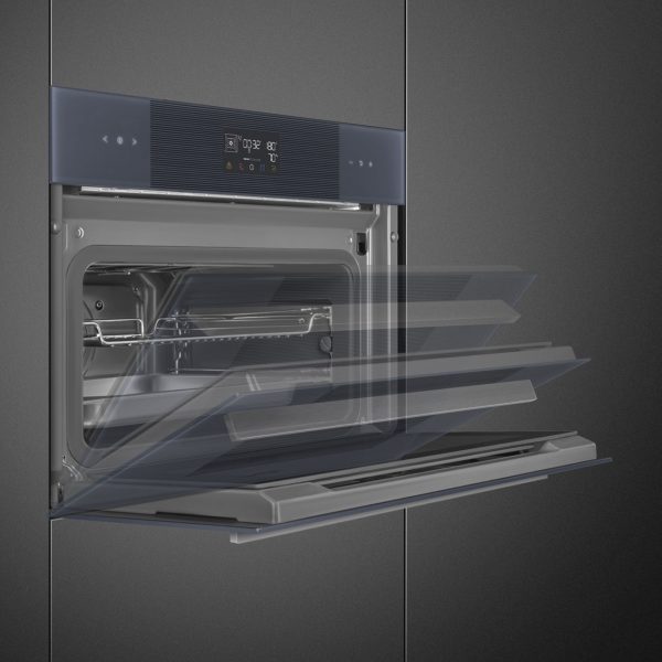 SMEG KOMPAKT KOMBINÁLT GŐZSÜTŐ, Linea design, Galileo, 45 cm, ES LCD, neptune szürke üveg - SO4102S3G - Image 2