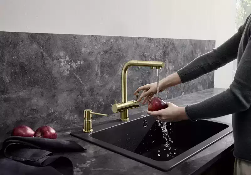 Blanco FONTAS-S II vízszűrős kihúzhatófejes konyhai álló mosogató csaptelep satin gold HD - 526694 - Image 5