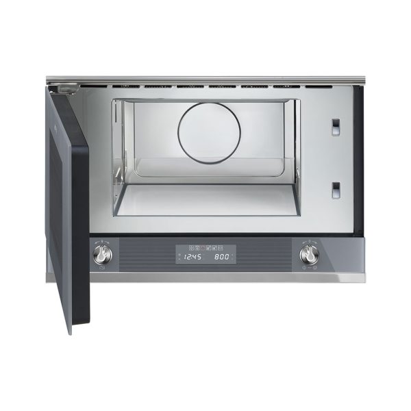 SMEG MIKROHULLÁMÚ SÜTŐ, Linea ,BEÉP., 22 liter, 6 funkció, LED kijelző,forgótányér nélküli, ezüst szürke üveg - MP122S1 - Image 3