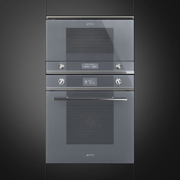 SMEG MIKROHULLÁMÚ SÜTŐ, Linea ,BEÉP., 22 liter, 6 funkció, LED kijelző,forgótányér nélküli, ezüst szürke üveg - MP122S1 - Image 2