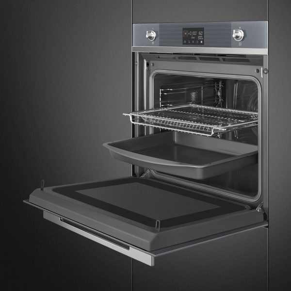 SMEG KOMBINÁLT MIKROHULLÁMÚ SÜTŐ,Linea design, 11+1 funkció, LCD kijelző, ezüstszürke üveg - SO6102M2S - Image 3