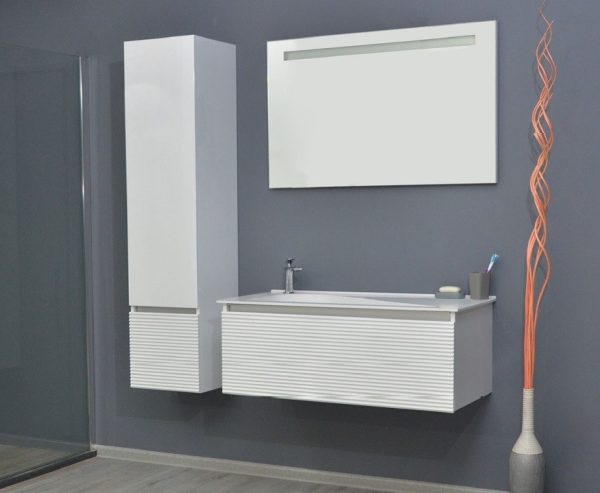 TMP TROYA100 fali fürdőszobabútor Akrivit öntött márvány mosdóval 100 cm - 00400042 - Image 7