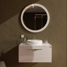 TMP MOON fürdőszobai tükör 80 cm - fehér keret - kerek - 00400327
