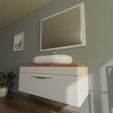 TMP MOON 90 cm fehér - natúr dió - fali fürdőszobabútor - mosdó nélkül - TOP COUNTER mosdókhoz - Image 4