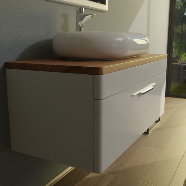 TMP MOON 90 cm fehér - natúr dió - fali fürdőszobabútor - mosdó nélkül - TOP COUNTER mosdókhoz - 00400360 - Image 5