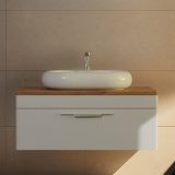 TMP MOON 90 cm fehér - natúr dió - fali fürdőszobabútor - mosdó nélkül - TOP COUNTER mosdókhoz - Image 6