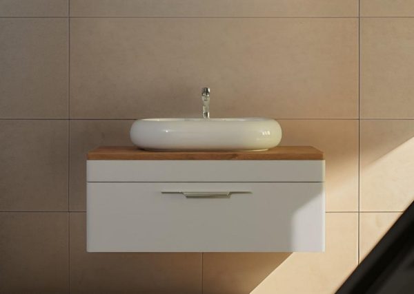 TMP MOON 90 cm fehér - natúr dió - fali fürdőszobabútor - mosdó nélkül - TOP COUNTER mosdókhoz - 00400360 - Image 6