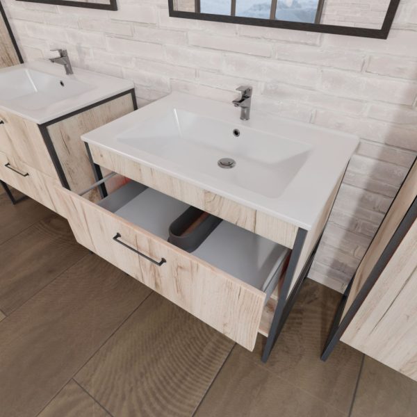 TMP IRON 75 álló fürdőszobabútor - Sanovit ATRIA 9075 porcelán mosdóval - 75 x 45,5 cm - Image 3