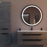 TMP IRON fürdőszobai tükör - FEKETE keret - kerek - LED világítással - 90 cm - Image 3