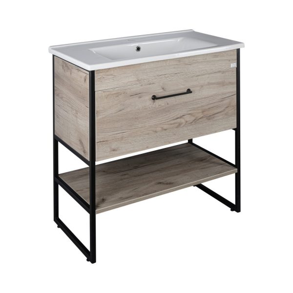 TMP IRON 85 álló fürdőszobabútor - Sanovit ATRIA 9085 porcelán mosdóval - 85 x 45,5cm - Image 2