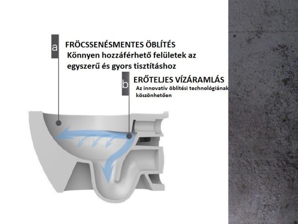 CeraStyle CITY fali WC - MATT FEKETE - rimless - perem nélküli - mély öblítésű - Image 8