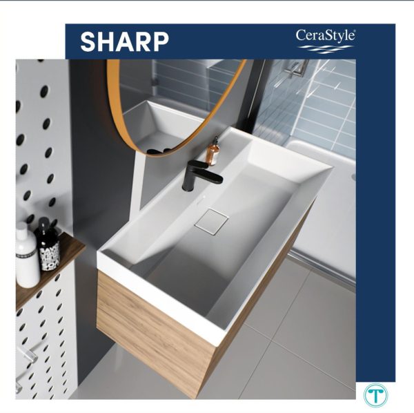 CeraStyle SHARP - porcelán mosdókagyló - 1 csaplyukas - 100 x 48 cm - 037500-u01 - Image 3