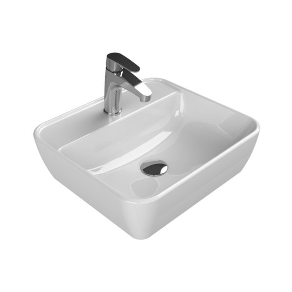 CeraStyle ONE - PULTRA ültethető - Top Counter - porcelán mosdó - szögletes - csaplyukas - 46 x 42 cm - 076300-U