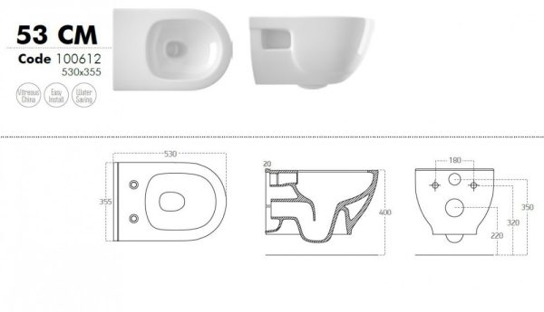 Sanovit BRILLA - fali WC - rimless - perem nélküli - mély öblítésű - Image 3