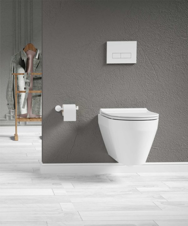 Sanovit BUENO - fali WC - rimless - perem nélküli - rejtett szerelésű - mély öblítésű - rövid 49 cm - Image 2