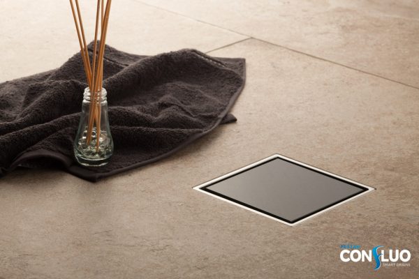 Pestan zuhanyfolyóka Confluo Standard - FEKETE üveg - 10 x 10 cm - 13000101