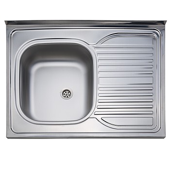 Kevmil KM-311 rozsdamentes 1medencés csepptálcás mosogató tálca 800 x 600 mm - TELETETŐS!-jobb oldali csepegtető K 80 × 60