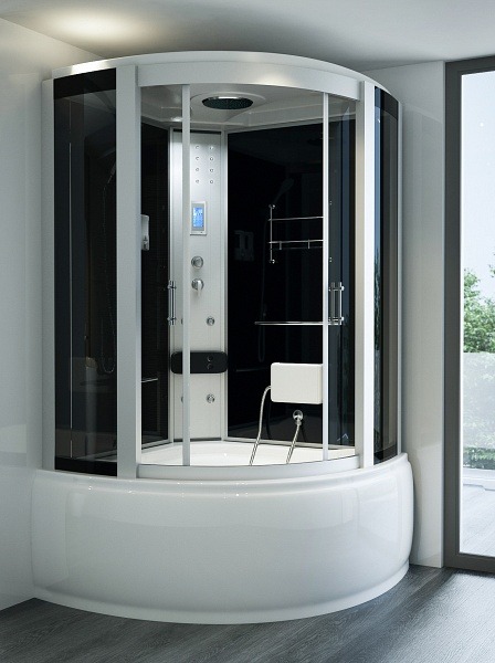Sanimix 22.77.5 íves hidromasszázs gőzkabin elektronikával 130 x 130 x 232 cm