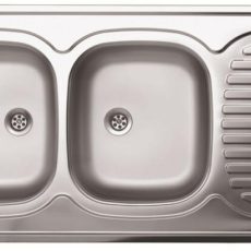 Livinox N-134BK teletetős rozsdamenetes kétmedencés csepptálcás mosogató (balos medence) 120 x 60 cm
