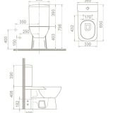 CeraStyle DURU monoblokk WC - WC tartály - öblítőszelep - perem nélküli - mély öblítésű - Image 5