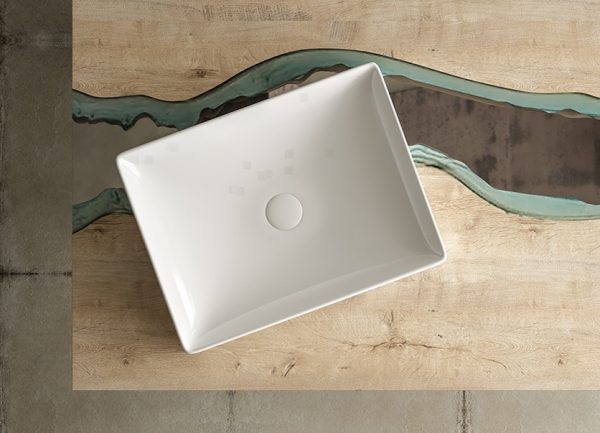 Sanovit SQUARE - PULTRA ültethető - Top Counter - porcelán mosdó - - 50 x 38 cm - 3050-KL - Image 2