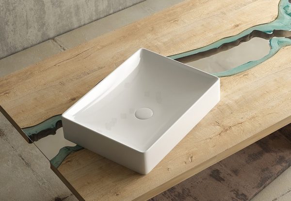 Sanovit SQUARE - PULTRA ültethető - Top Counter - porcelán mosdó - - 50 x 38 cm - 3050-KL - Image 5