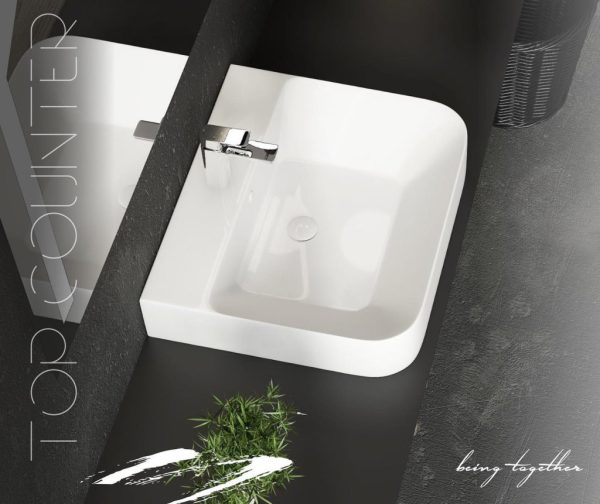 Sanovit ALLEERA - PULTRA ültethető - Top Counter - porcelán mosdó - 55 x 48 cm - 3054-KL - Image 2