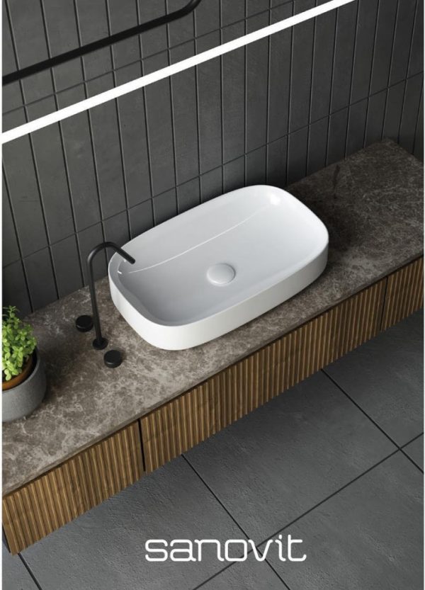 Sanovit MATTEO - PULTRA ültethető - Top Counter - porcelán mosdó - - 65 x 40 cm - 3064-KL - Image 3