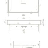 TMP LUX 80 fali fürdőszobabútor - CeraStyle SHARP - 37300 mosdóval - 80 x 48 cm - Image 6
