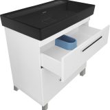TMP TRIO 100D álló fürdőszobabútor - CeraStyle SHARP FEKETE DUPLA csaplyukas mosdóval - 100 x 48 cm - Image 5