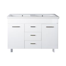 TMP FLAT 120 fehér színű lábon álló fürdőszobabútor Sanovit ISIK 4120 dupla porcelán mosdóval 120 x 44 cm - 400783