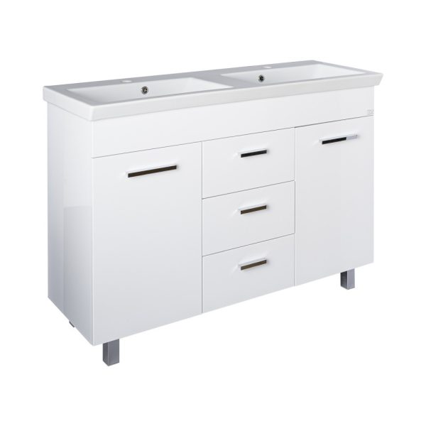 TMP FLAT 120 álló fürdőszobabútor - Sanovit ISIK 4120 DUPLA porcelán mosdóval - 120 x 44 cm - Image 2