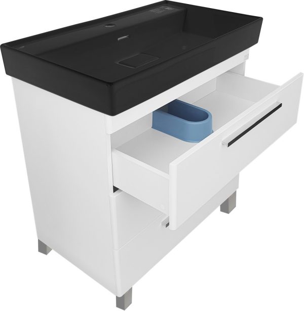 TMP TRIO lábon álló fürdőszobabútor CeraStyle SHARP FEKETE mosdóval - 80 x 48 cm - 400864VB012M42U05 - Image 3