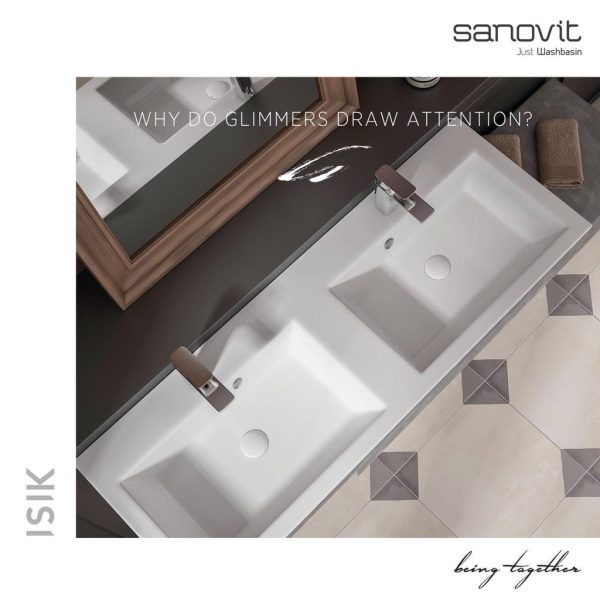 Sanovit ISIK - porcelán mosdókagyló - dupla - 120 x 44 cm - Image 3