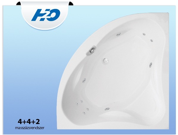 H2O 6+4+2 vízmasszázs lábbal, le túlfolyóval
