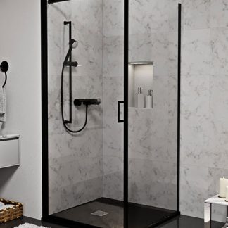 Niwell Emily Black nyílóajtós zuhanykabin zuhanytálca nélkül