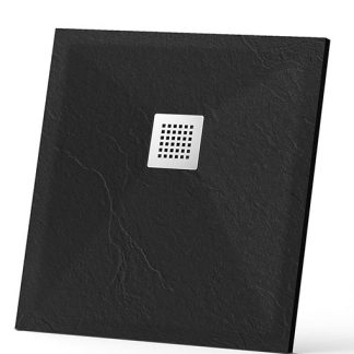 N-Smart Nilla black szögletes műmárvány zuhanytálca 80 x 80 x 2,5 cm - NW-ZT-T088FB-G