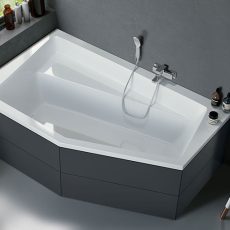 Niwell Vesper 160 x 100 aszimmetrikus akril fürdőkád - jobbos kivitel - WANW.VEP.160.100.WH