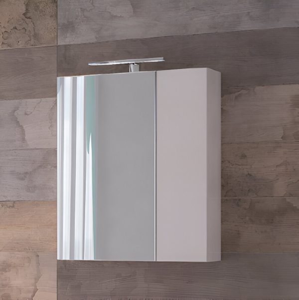 PIRAMIDA AKVA Tükrös fürdőszobai szekrény - 2 ajtós kivitel - LED világítással - 60 x 69 x 13 cm - Image 3