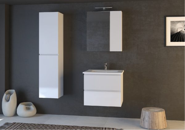 PIRAMIDA AKVA Tükrös fürdőszobai szekrény - 2 ajtós kivitel - LED világítással - 60 x 69 x 13 cm - Image 4