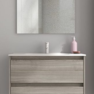 Bannio Sansa függesztett alsószekrény + Kyra mosdó + tükör + világítás 80 cm-es Sandy grey 71933-K