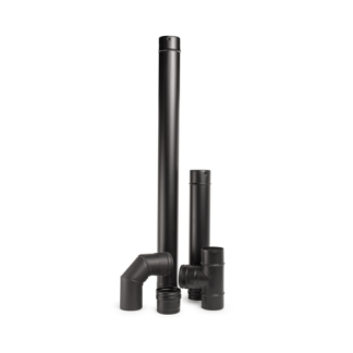 Rozsdamentes, 5 db-os pellet kályha füstcsőkészlet - fekete (100 mm)