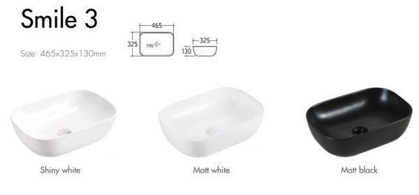 EROS SMILE 3 - PULTRA ültethető - Top Counter - porcelán mosdó - MATT FEKETE - 46,5 x 32,5 x 13 cm - Image 5