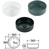 EROS SIMPLE 8 - PULTRA ültethető - Top Counter - porcelán mosdó - MATT FEKETE - 36 x 36 x 13 cm - Image 4